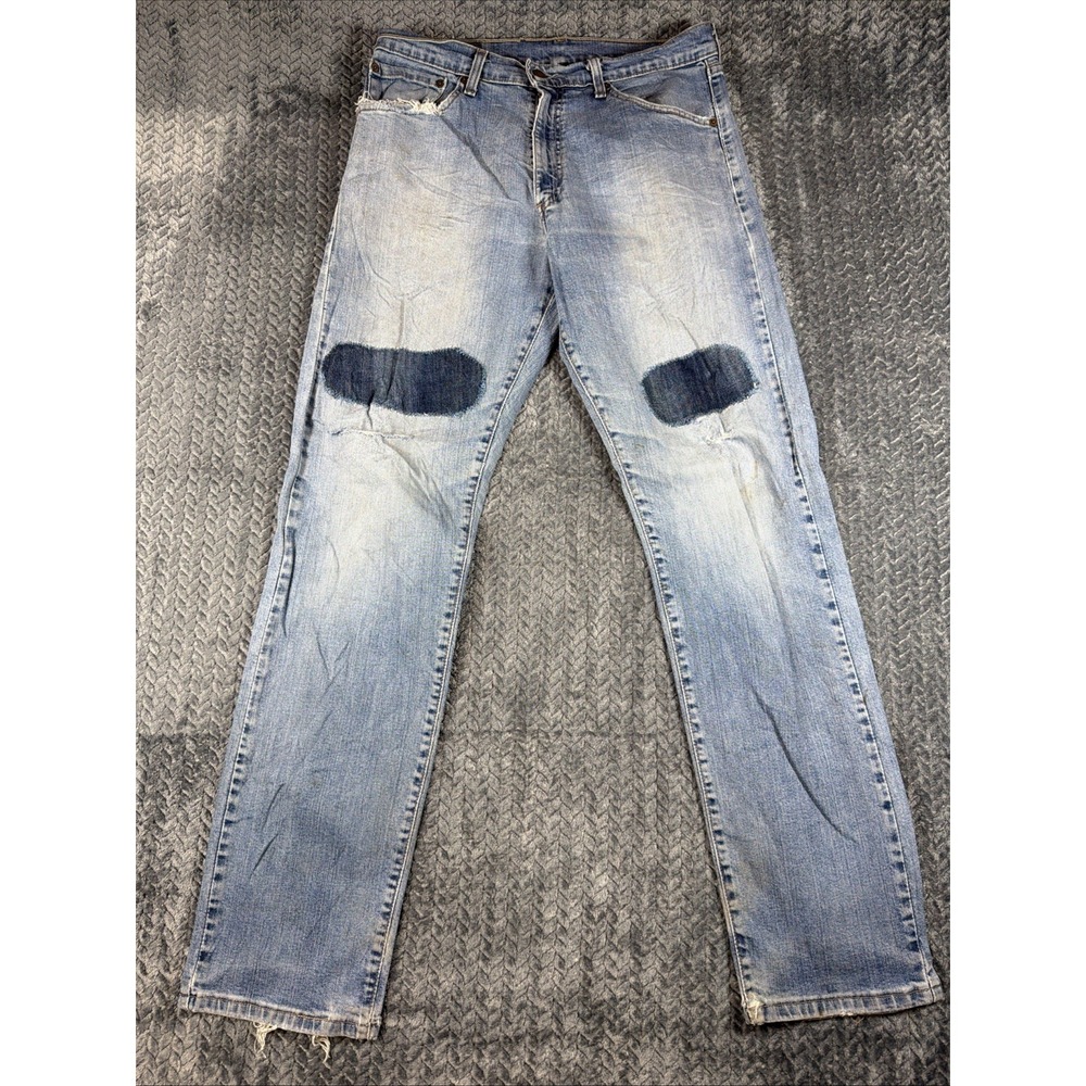 Vintage Levis 521 Jeans Mens  34 x 34 Tapered Fit Leg‎ Blue Denim Distressed